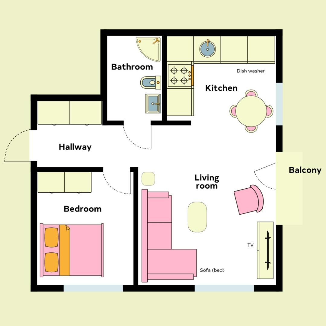 Candy-Colored Two-Room Condo With Sweet Views Хельсинки Номер фото